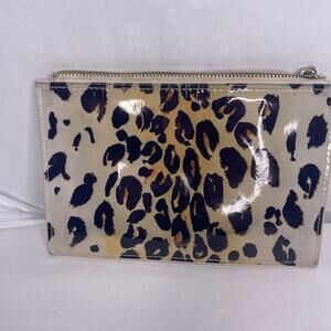 Kate Spade Glossy Black & Brown Leopard Print Wristlet - Pre-Owned
